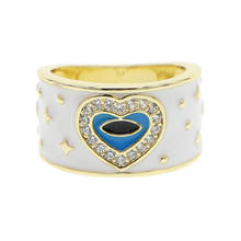 Новинка 2021, модное белое эмалированное обручальное кольцо с микро-закрепкой, с фианитом, обручальные кольца в форме сердца для женщин, роскошные женские ювелирные украшения 2024 - купить недорого