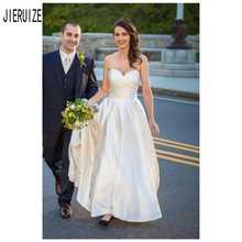 JIERUIZE A Line Satin Wedding Dresses Sweetheart Backless Pleat Sexy Beach Bridal Gowns Sleeveless Wedding Gown robe de mariee 2024 - buy cheap