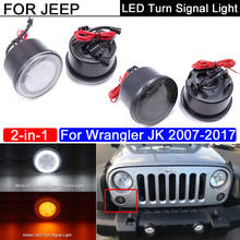 Conjunto de luzes led dianteiras para pisca-pisca, lâmpadas diurnas para jeep wrangler jk 2003-2012 2024 - compre barato