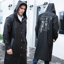 Yuding capa de chuva masculina de plástico, casaco longo à prova d'água com estampa escrita e cordão, moda masculina, poncho para adultos 2024 - compre barato