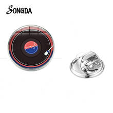 Vinyl Record Player Pins Vintage Record Glass Dome Photo Music Lover Badge Stainless Steel Brooches Clothing Accessories 2024 - buy cheap