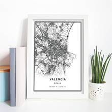 Valencia Map Wall Art Canvas Painting Posters Prints Spain Gift City Street Travel Map Nordic Modern Aesthetic Home Decoration 2024 - buy cheap