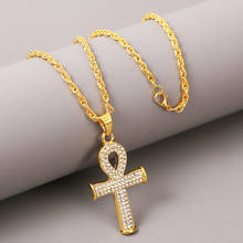 Classic Rhinestone Ankh Cross Pendants Necklaces Women Men Hip Hop Jewelry Fashion Gold Silver Color Long Chain Necklace Gifts 2024 - buy cheap