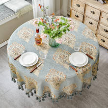 Luxury European Style Round Table Cloth with Tassel Embrodered Jacquard Table Cover Coffee House Home Decoration Tablecloth 2024 - buy cheap