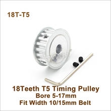 POWGE 18 Teeth T5 Timing Pulley Bore 5-17mm Fit W=10/15mm T5 Synchronous Belt 18T 18Teeth T5 Timing Belt Pulley 18-T5 2024 - buy cheap