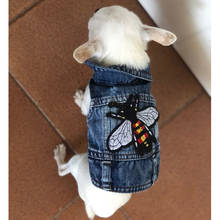 Roupa de cachorro com design de luxo, bordado, colete jeans, jaqueta de vaqueiro, para cães pequenos e médios, chihuahua terrier, fantasia de pet 2024 - compre barato
