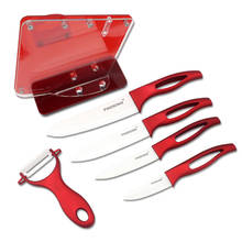 Ceramic Knives with holder Kitchen knives 3 4 5 6 inch Chef knife Cook Set+peeler white zirconia sharp blade  Red Handle Healthy 2024 - buy cheap