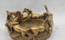 YM  311    4"Chinese China Fengshui Brass Six Horse Pot inkslab Statue statuary Sculpture 2024 - buy cheap