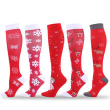 New Christmas Compressive Stockings Snowflake Socks Compression Sports Running Nylon Relieve Muscle Fatigue and Varicose Veins 2024 - buy cheap