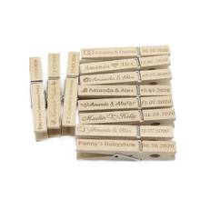 100Pcs Personalized Wood Rustic Clothespins Wooden Clothes Pins Customized Clothes Pags Clips Wedding Decor Baby Shower Favor 2024 - buy cheap