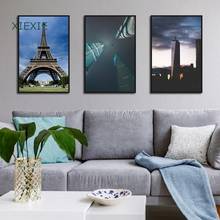 Pôster de parede moderno, decoração modular para casa, sala de estar, escritório, arte de paisagem da torre eiffel, pintura de tela 2024 - compre barato