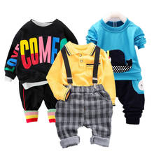 Conjunto de ropa de algodón para niños pequeños, conjunto de 2 piezas, camisa, Tops y pantalones, informal, Primavera/otoño 2024 - compra barato