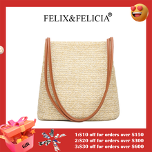 FELIX&FELICIA Brand Fashion Straw Handbags Women Designer Luxury Ladies Travel Casual Female Large Capacity Shoulder Bag 2024 - buy cheap