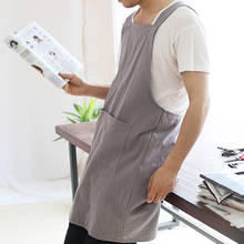 Washed Cotton Linen Soft Breathable Antifouling Sleeveless Apron for Women Men Coffee Shop Flower Shops Retro Home Aprons 2024 - buy cheap