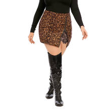 Leopardo lápis bodycon mini saia sexy feminina moda plus size magro saias de cintura alta com zíper rendas guarnição saia muito curta d30 2024 - compre barato