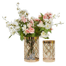 Nordic Creative metal Transparent glass vase Golden print Modern home Flower arrangement accessories expensive decoration 2024 - buy cheap