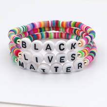 Go2Boho-pulsera de vinilo con letras de Black Lives Matter para mujer, brazalete elástico africano con cuentas de disco Heishi de 4mm, joyería 2020 2024 - compra barato