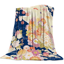 Japanese Pattern Flower Printed Soft Fleece Blankets Warm Sofa Bed Sheets 2024 - buy cheap