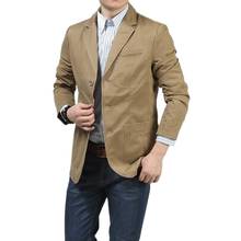 New Fashion Mens Casual Suits Blazer Cotton Coat Military Blazer Jacket V-Neck Brand Clothing Spring Autumn Male Clothing 2024 - buy cheap