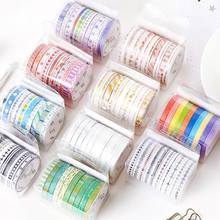 Cinta adhesiva Washi colorida, papel japonés DIY, planificador, pegatinas, papelería decorativa, 10 unids/lote 2024 - compra barato