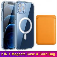 Прозрачный Магнитный чехол Tongdaytech с сумкой для Iphone 11 12 Pro Max, мягкий чехол из ТПУ для Iphone XS Max XR 8 7 6 SE 2024 - купить недорого