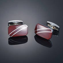 Trendy Red And Black Color Copper Classic Design Men's Cufflinks French Wedding Dress Shirt Accessories 1 Pair Jewelry Gift 2024 - buy cheap