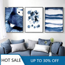 Pintura en lienzo de arte de pared azul, carteles e impresiones, minimalismo nórdico abstracto, imágenes de decoración de pared para sala de estar moderna, decoración del hogar 2024 - compra barato