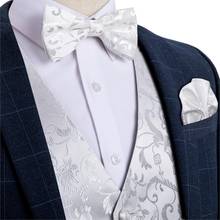 Chaleco de seda con estampado Floral para hombre, conjunto de gemelos, corbata de lazo, esmoquin, DiBanGu, MJ-116, color blanco 2024 - compra barato