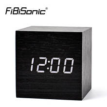 FiBiSonic Wood Wooden LED Alarm Clock with Temperature Sounds Control LED Electronic Desktop Digital Table Clocks 2024 - buy cheap
