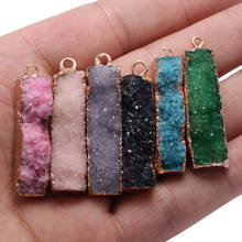 Natural Stone Cluster Crystal Pendant Charms Rectangle Quartz Pendants For Jewelry Making DIY Necklace Accessories Size 10x4mm 2024 - buy cheap