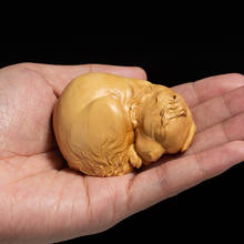 XS080-6CM резная резьба из самшита статуэтка животного домашний декор-скульптура щенка народное ремесло 2024 - купить недорого