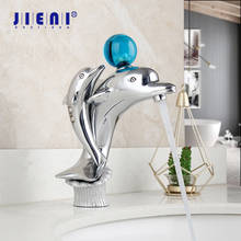 JIENI Bathroom Basin Faucet Chrome Brass Sea Style Dolphins Handle Gem Basin Faucet Hot & Cold Wash Basin Sink Mixer Tap Faucet 2024 - buy cheap