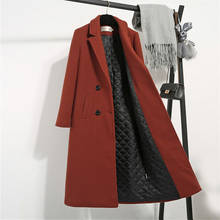 Caramel color Women's Wool Jacket Coats 2021 Fashion Casual Slim Thicken Warm Long Outerwear coat Autumn/winter Wool Lady Coats 2024 - buy cheap