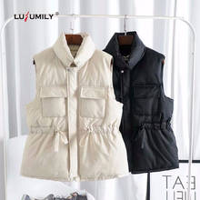 Lusumily Women Vest Winter White Black Waistcoat Newest Female Short Sleeveless Jackets Casual Vest Sleeveless Parkas Outerwear 2024 - buy cheap