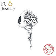 FC Jewelry Fit Original Brand Charm Bracelet 925 Sterling Silver Love Key Heart Lock Plant Fine Bead Women Making Berloque DIY 2024 - buy cheap