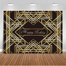 Fondo personalizado para fiesta de Cumpleaños de adultos, cartel negro dorado del gran Gatsby, Fondo de foto de buen gusto, decoración de póster de pared 2024 - compra barato