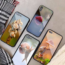 Capa luxuosa de vidro temperado, para iphone 11 pro max x xs max 8 7 6 5 plus, animal, caracol, arte, capa de telefone, escudo traseiro 2024 - compre barato