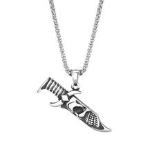 Stainless Steel Vintage Skull Dagger Pendant Necklace Jewelry Gift For Him Punk Rock Jewelry with Chain 2024 - buy cheap