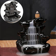 Incenso em porcelana caixa de refluxo, queimador de incenso de cerâmica, decoração budista + 10 cones de decoração de casa 2024 - compre barato