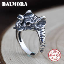 BALMORA-Anillo de plata de primera ley con forma de elefante para hombre y mujer, sortija ajustable, plata esterlina 925, Estilo Vintage, 100% 2024 - compra barato