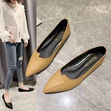 2020 New Spring Autumn Shallow Flat Shoes Woman Flats Pointed Toe Slip on Women Shoes Solid Leather Casual Shoes Ballet Flats 2024 - buy cheap