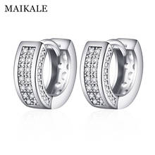 MAIKALE Classic Small Stud Earrings New AAA Cubic Zirconia Simple Gold Silver Color Korean Earrings For Women Send Friend Gifts 2024 - buy cheap