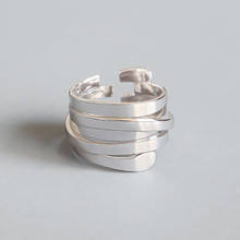 Anéis de prata esterlina 925 autêntica, simples e minimalista, abertura, anéis de dedos ajustáveis para mulheres, faixas de moda feminina, bijuterias 2024 - compre barato