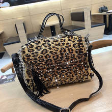 iPinee Women's Handbag New Tassel Diamond Bag Women Fashion Shoulder Messenger Bag Female Leopard Print Bags Rivet Rhinestone 2024 - buy cheap