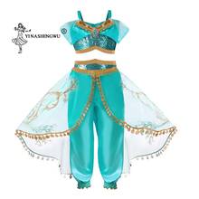 Cosplay Costume Girls Aladdin's Lamp Jasmine Princess of Arabian Indian Dress up Costumes Children Halloween Belly Dance Dresses 2024 - buy cheap