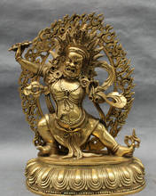 17" Tibet Brass Carved Buddhism Joss Set Vajra Dorje Vajrapani Buddha Statue statues garden decoration 2024 - buy cheap