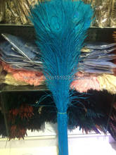 New! Free shipping wholesale 100 pcs / lot high-quality blue peacock feathers, 75-80cm / 30-32 "DIY jewelry decoration 2024 - buy cheap