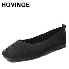 Hovinge mocassins femininos de malha elástica, loafers de cor sólida, respirável, confortáveis, calçados de trabalho, breve, moda, para mulheres, leve dr 2024 - compre barato