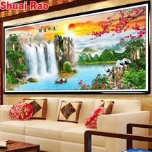 5d DIY Diamond mosaic Waterfall feng shui scenery Diamond Painting Cross Stitch landscape Full Square Drill Embroidery 3d decor 2024 - buy cheap