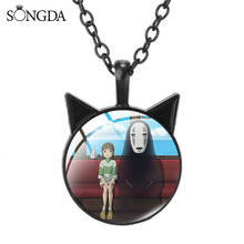 Japan Anime Spirited Away Pendant Necklace Cat Ear No Face Men Art Photo Glass Dome Necklaces For Fans Jewelry Gifts Accessories 2024 - buy cheap
